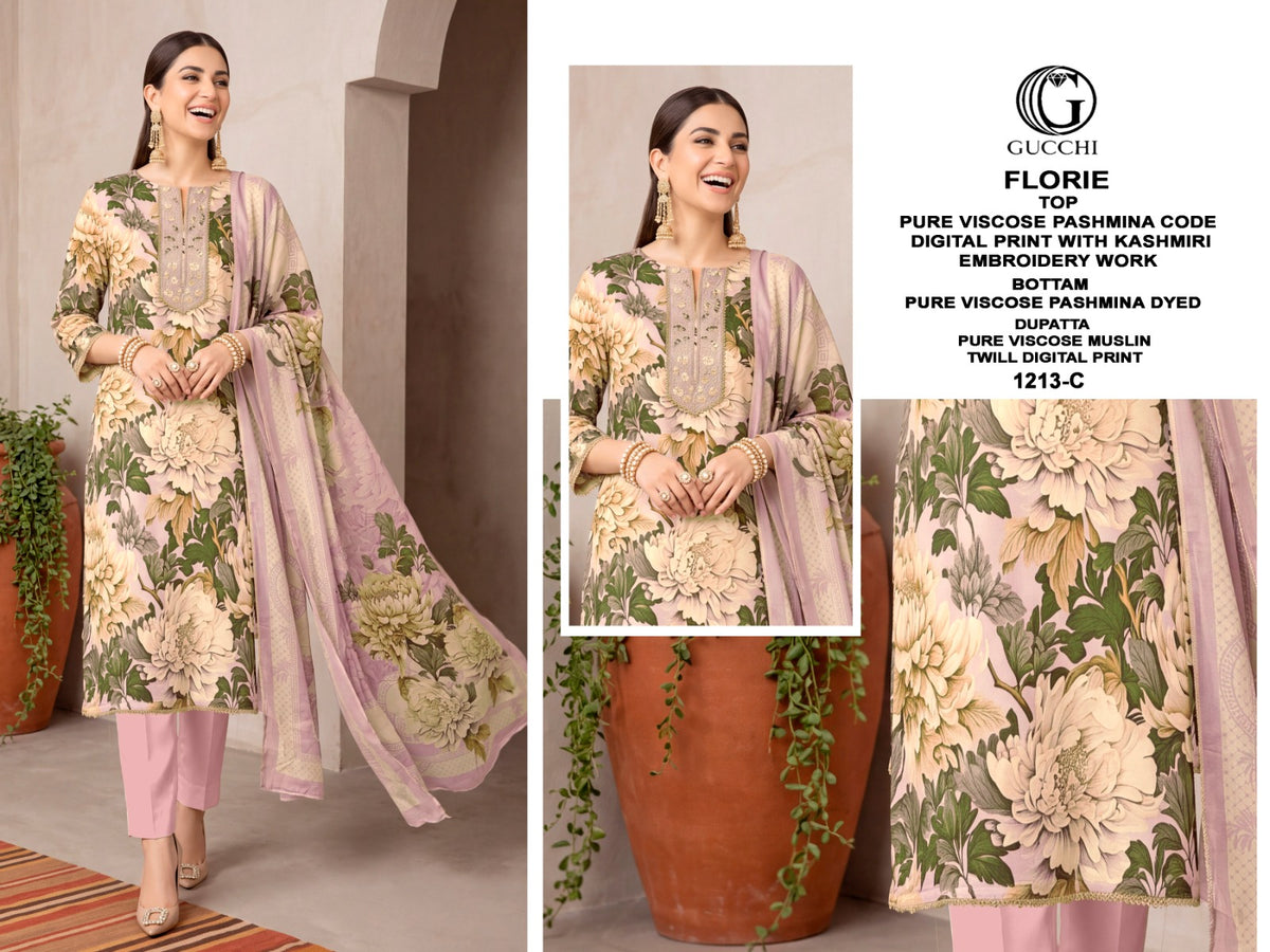 Florie 1213 Gucchi Viscose Pashmina Suits Manufacturer Ahmedabad