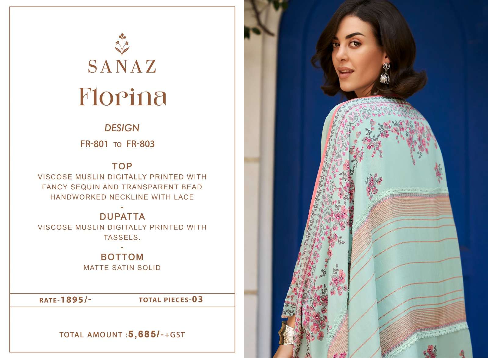 Florina Sanaz Viscose Muslin Pant Style Suits Wholesale Rate