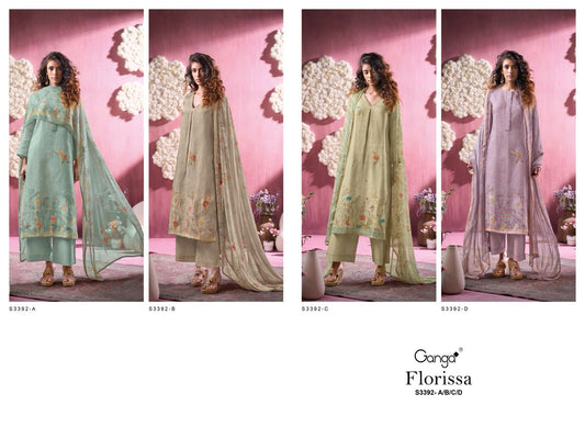 Florissa 3392 Ganga Pure Linen Plazzo Style Suits Wholesaler Gujarat
