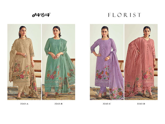 Florist Jay Vijay Pure Cotton Pant Style Suits Wholesaler Ahmedabad