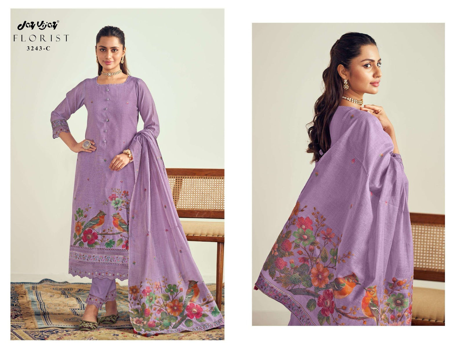 Florist Jay Vijay Pure Cotton Pant Style Suits Wholesaler Ahmedabad