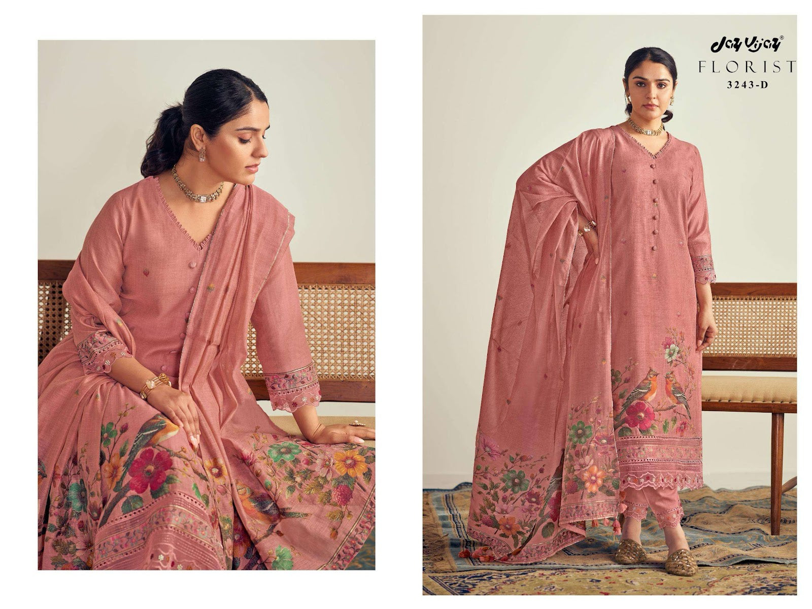 Florist Jay Vijay Pure Cotton Pant Style Suits Wholesaler Ahmedabad