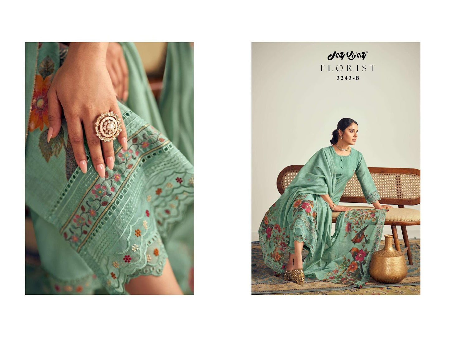 Florist Jay Vijay Pure Cotton Pant Style Suits Wholesaler Ahmedabad