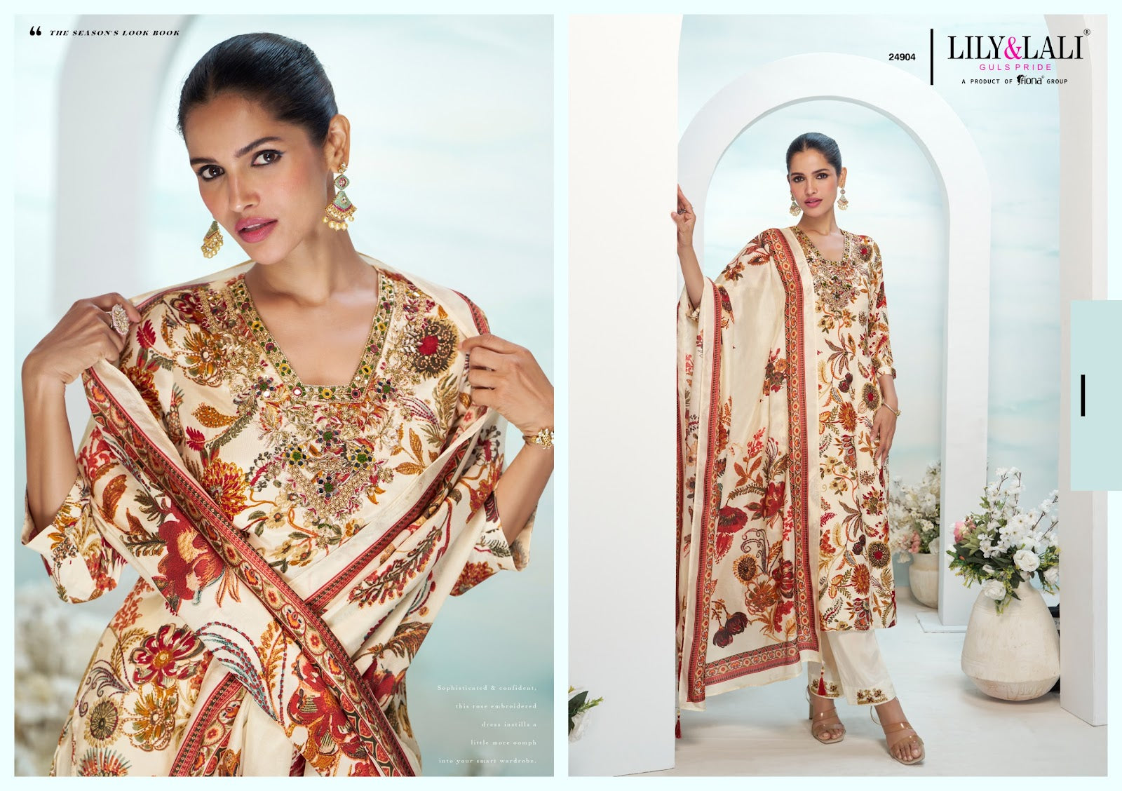 Florista Lily Lali Natural Crepe Readymade Pant Style Suits Exporter India