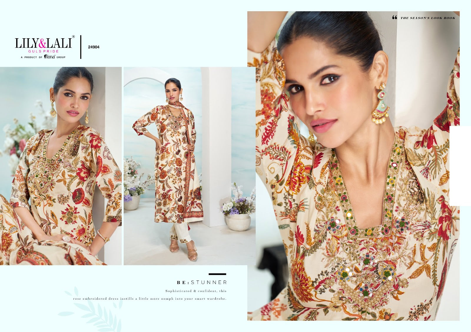 Florista Lily Lali Natural Crepe Readymade Pant Style Suits Exporter India