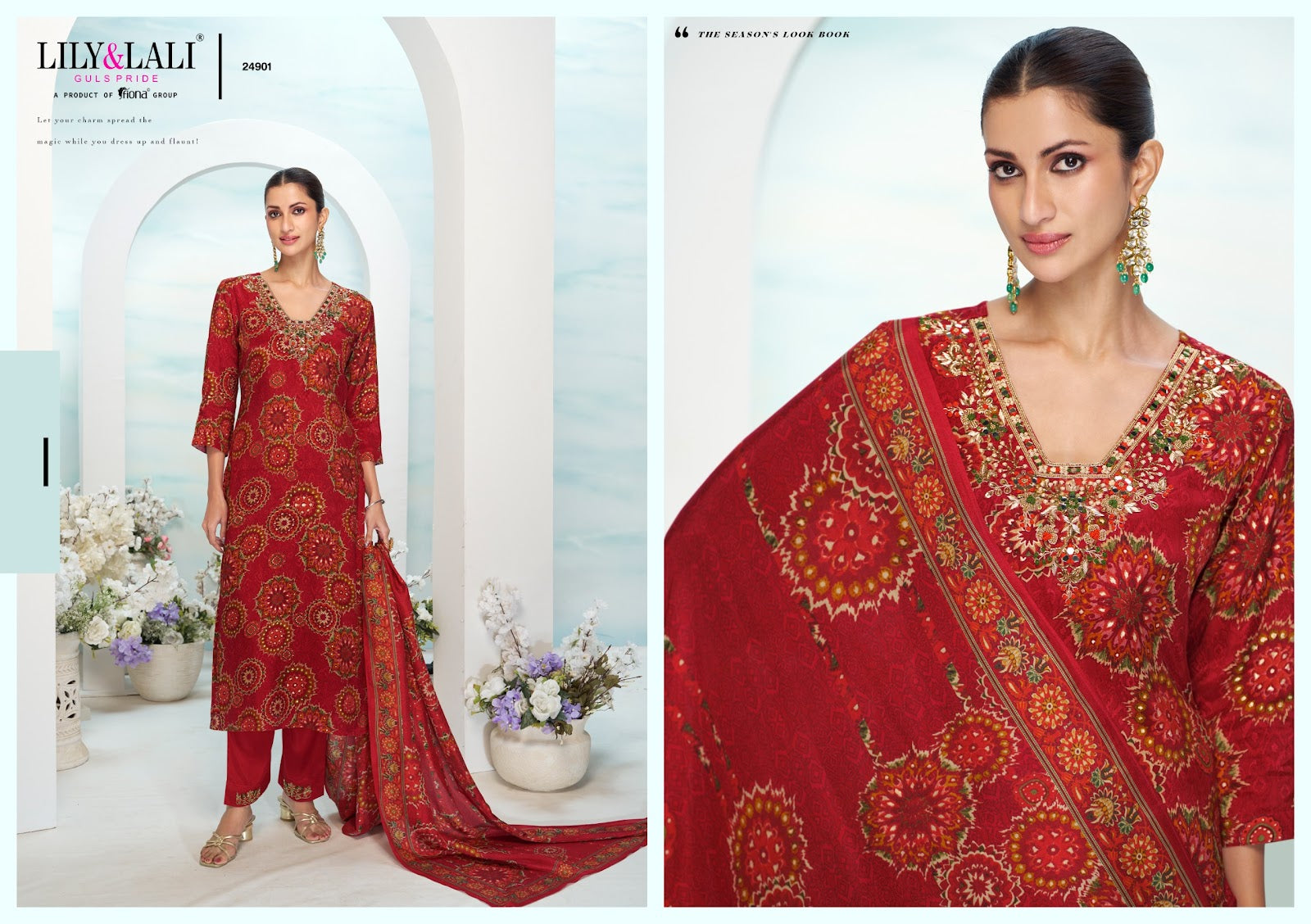 Florista Lily Lali Natural Crepe Readymade Pant Style Suits Exporter India