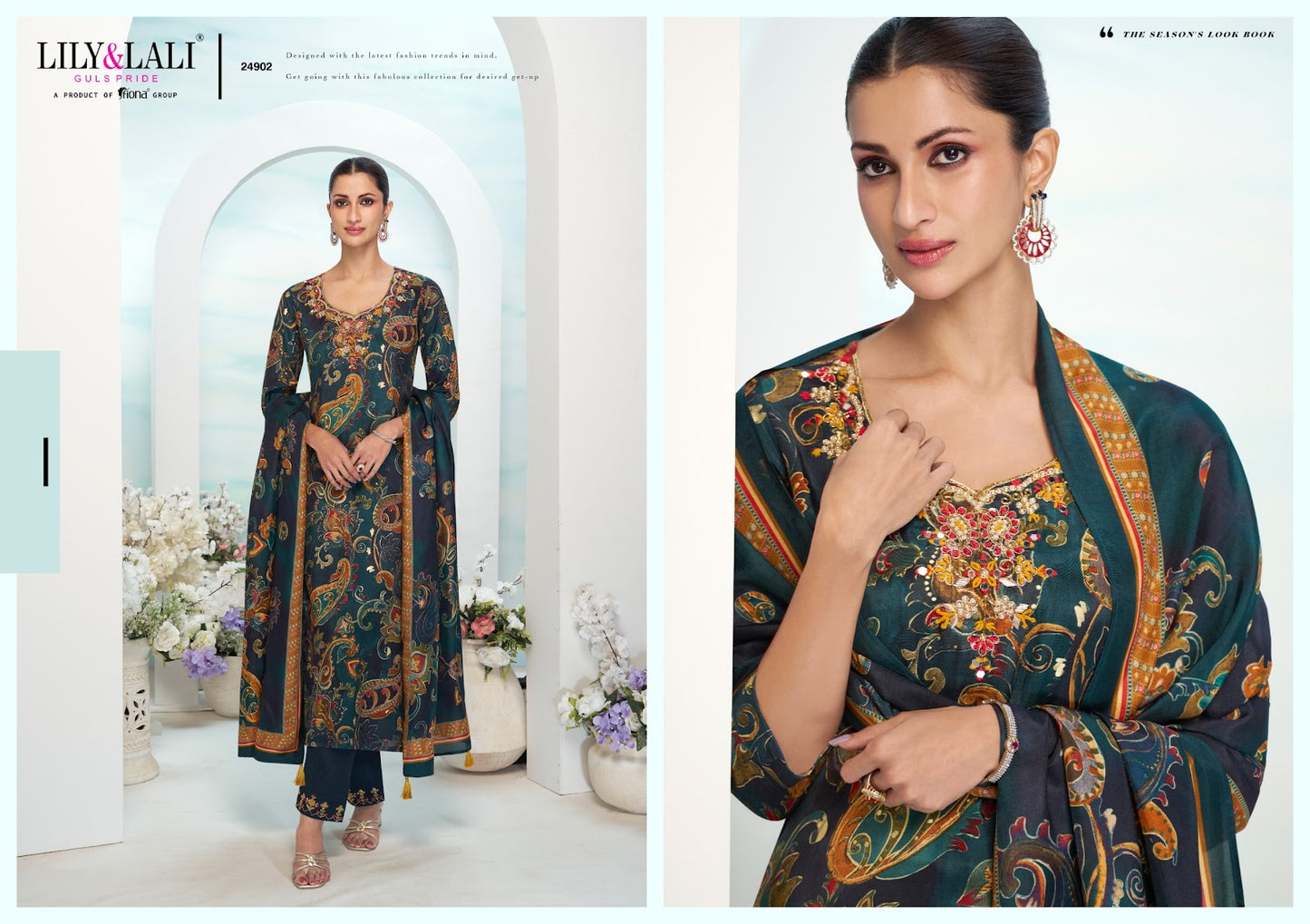 Florista Lily Lali Natural Crepe Readymade Pant Style Suits Exporter India