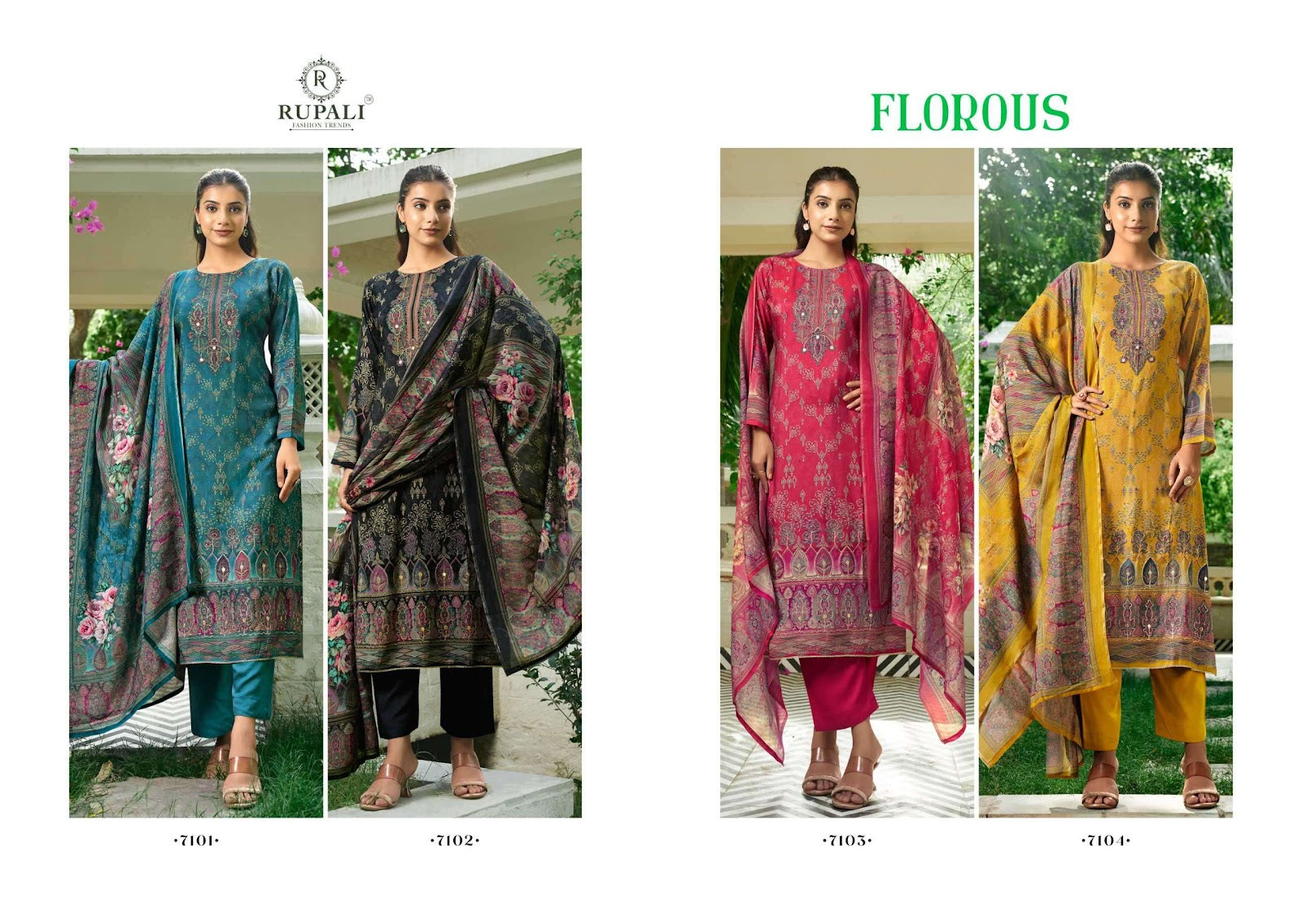 Florous Rupali Pure Viscose Pant Style Suits Supplier Gujarat