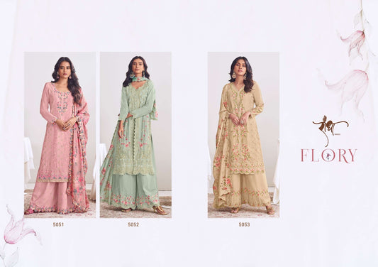 Flory Radha Trendz Chinon Readymade Suits Wholesaler Ahmedabad