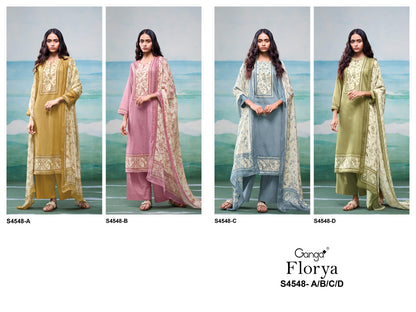 Florya 4548 Ganga Cotton Satin Plazzo Style Suits Wholesale Price