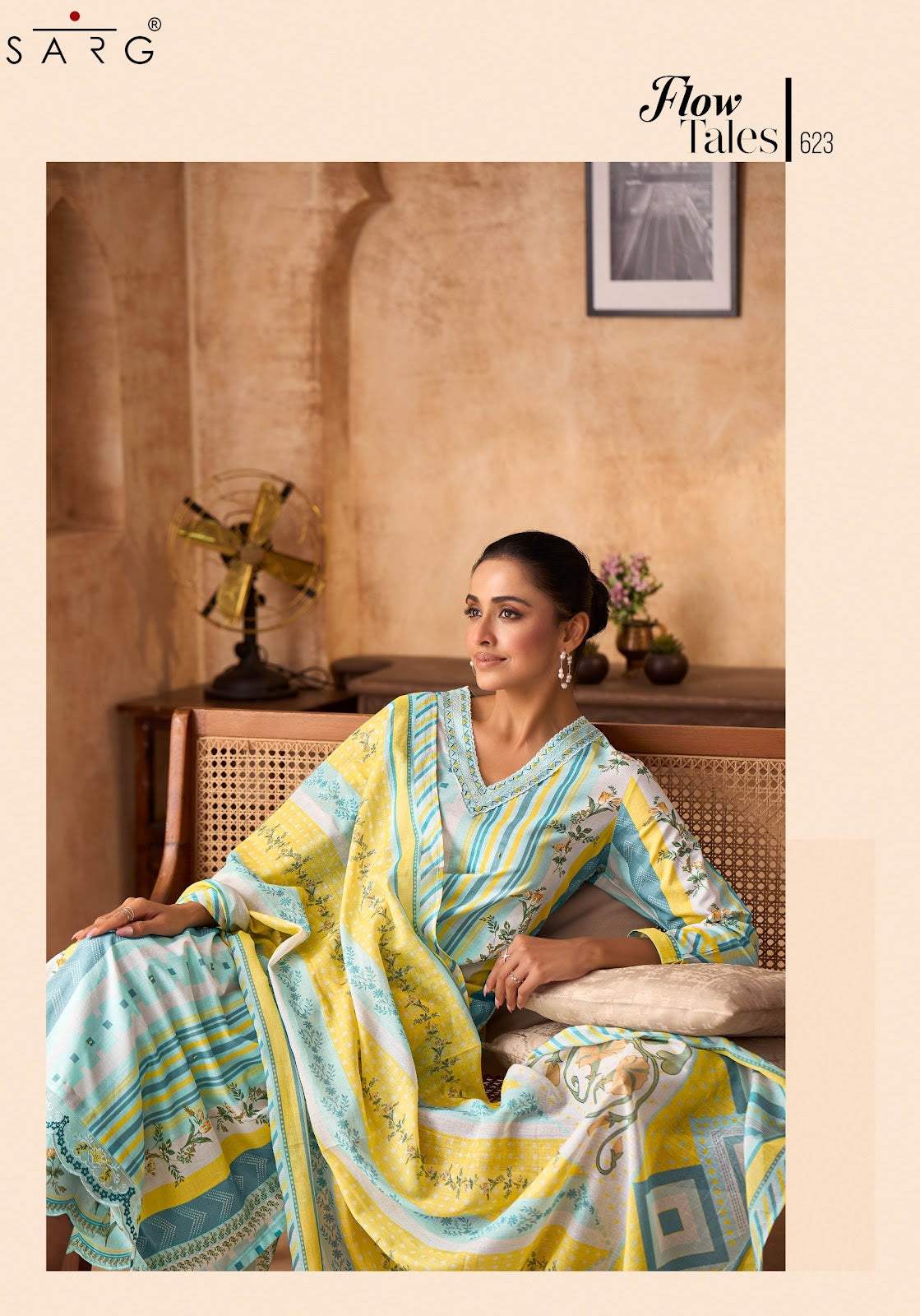 Flow Tales Sarg Cotton Lawn Plazzo Style Suits Exporter