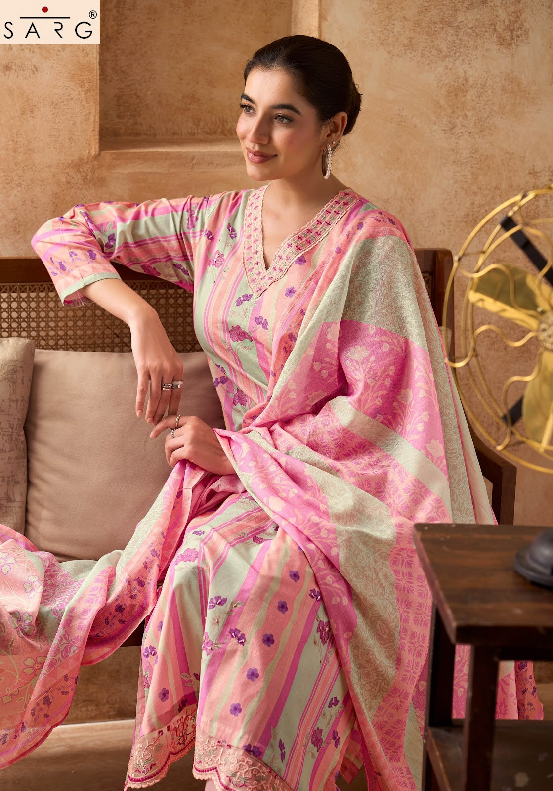 Flow Tales Sarg Cotton Lawn Plazzo Style Suits Exporter