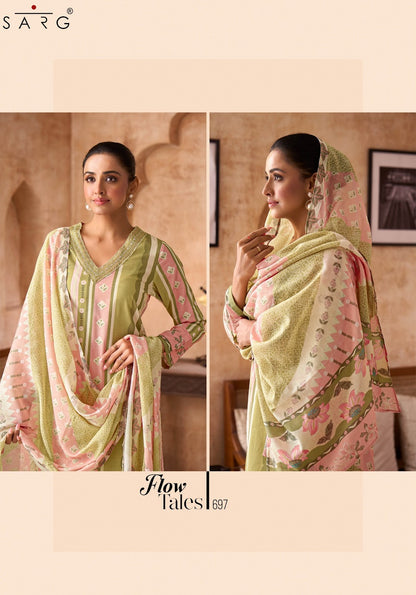 Flow Tales Sarg Cotton Lawn Plazzo Style Suits Exporter