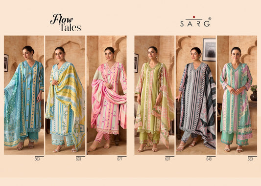 Flow Tales Sarg Cotton Lawn Plazzo Style Suits Exporter