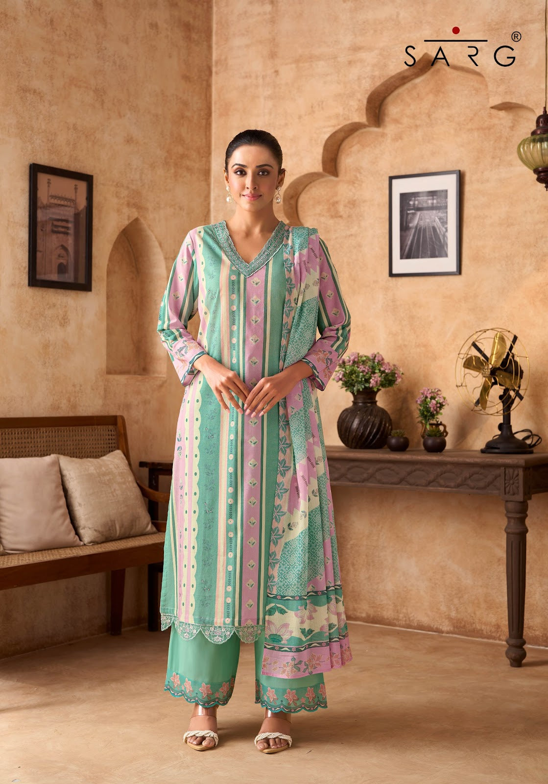 Flow Tales Sarg Cotton Lawn Plazzo Style Suits Exporter