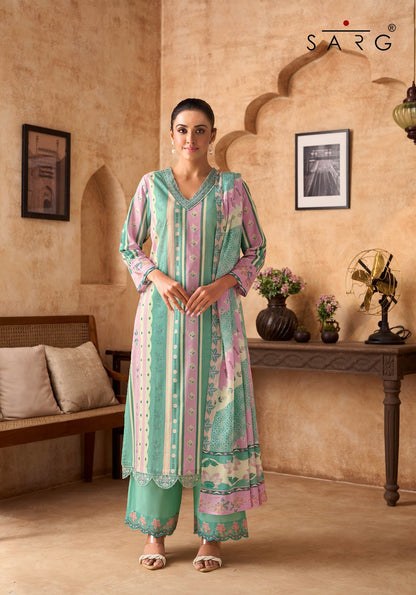 Flow Tales Sarg Cotton Lawn Plazzo Style Suits Exporter