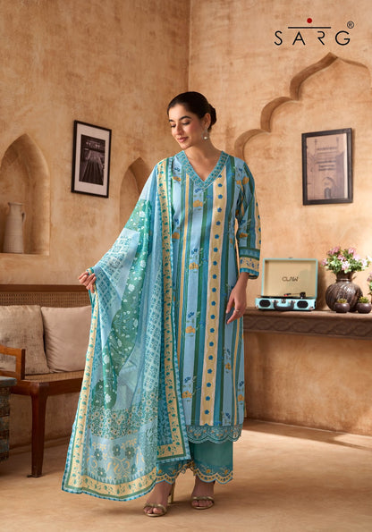 Flow Tales Sarg Cotton Lawn Plazzo Style Suits Exporter