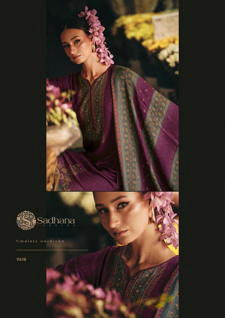 Flower And Flow Sadhana Pure Viscose Pashmina Suits Wholesaler