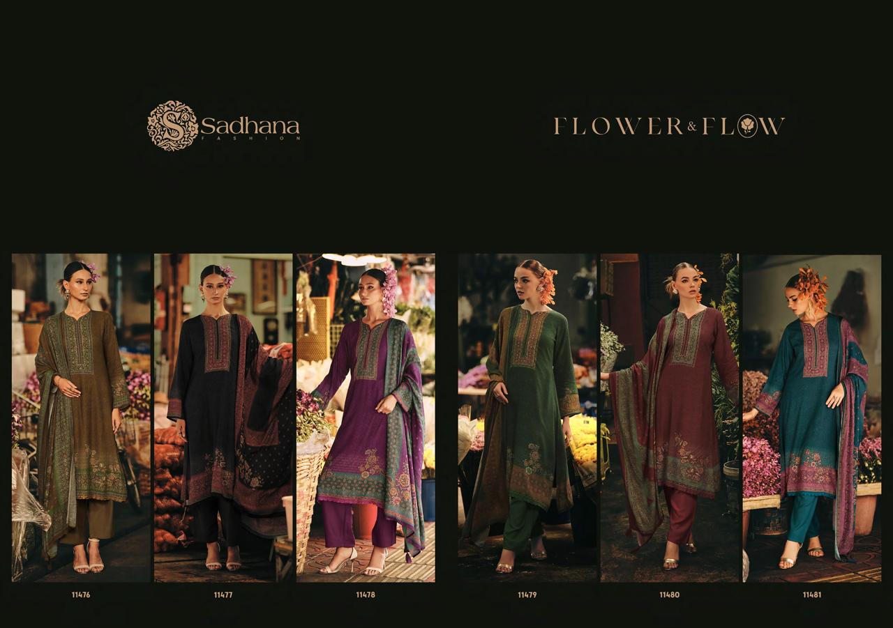 Flower And Flow Sadhana Pure Viscose Pashmina Suits Wholesaler