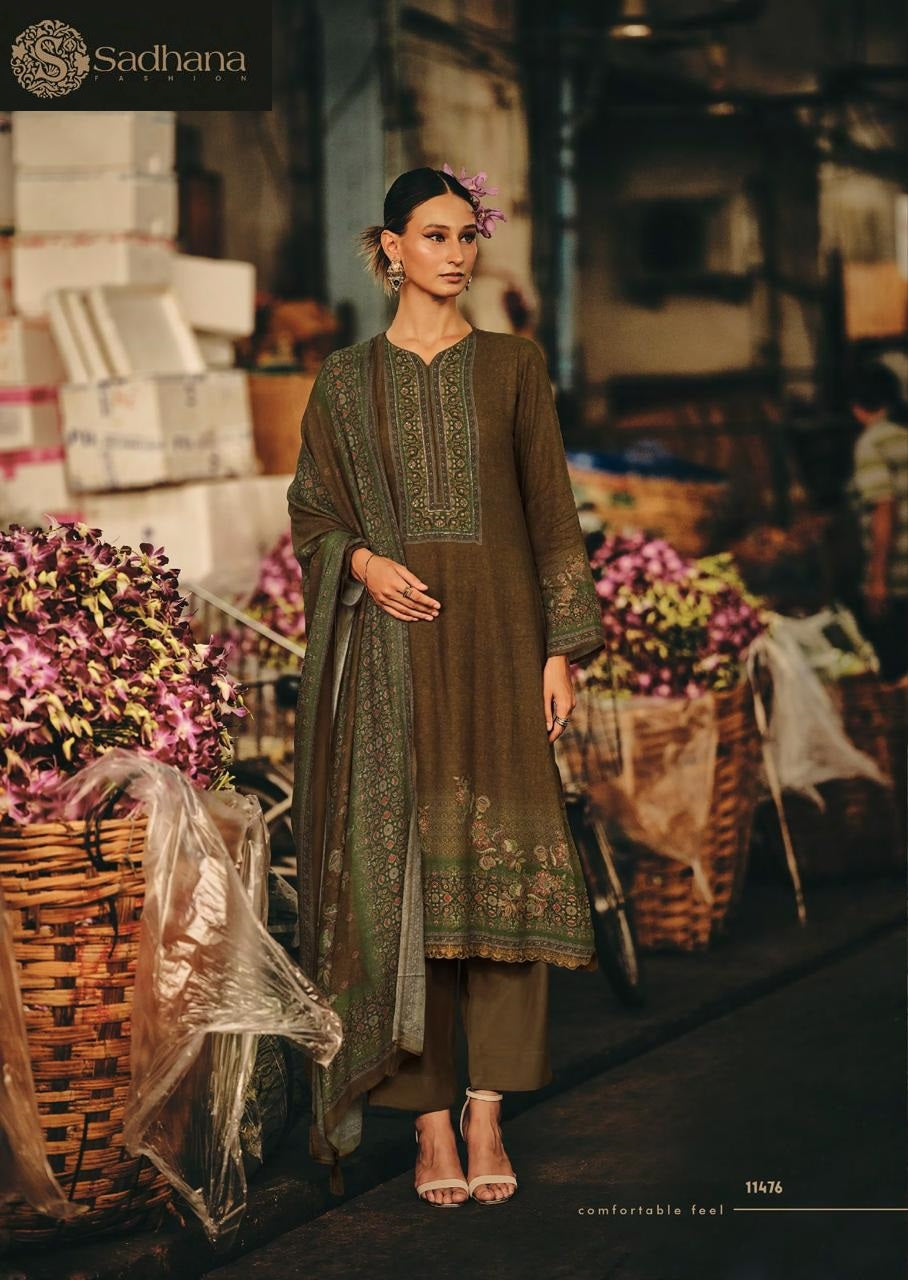 Flower And Flow Sadhana Pure Viscose Pashmina Suits Wholesaler