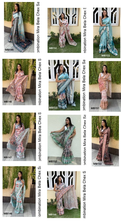 Flower Combination Mira Bela Silk Sarees Wholesaler
