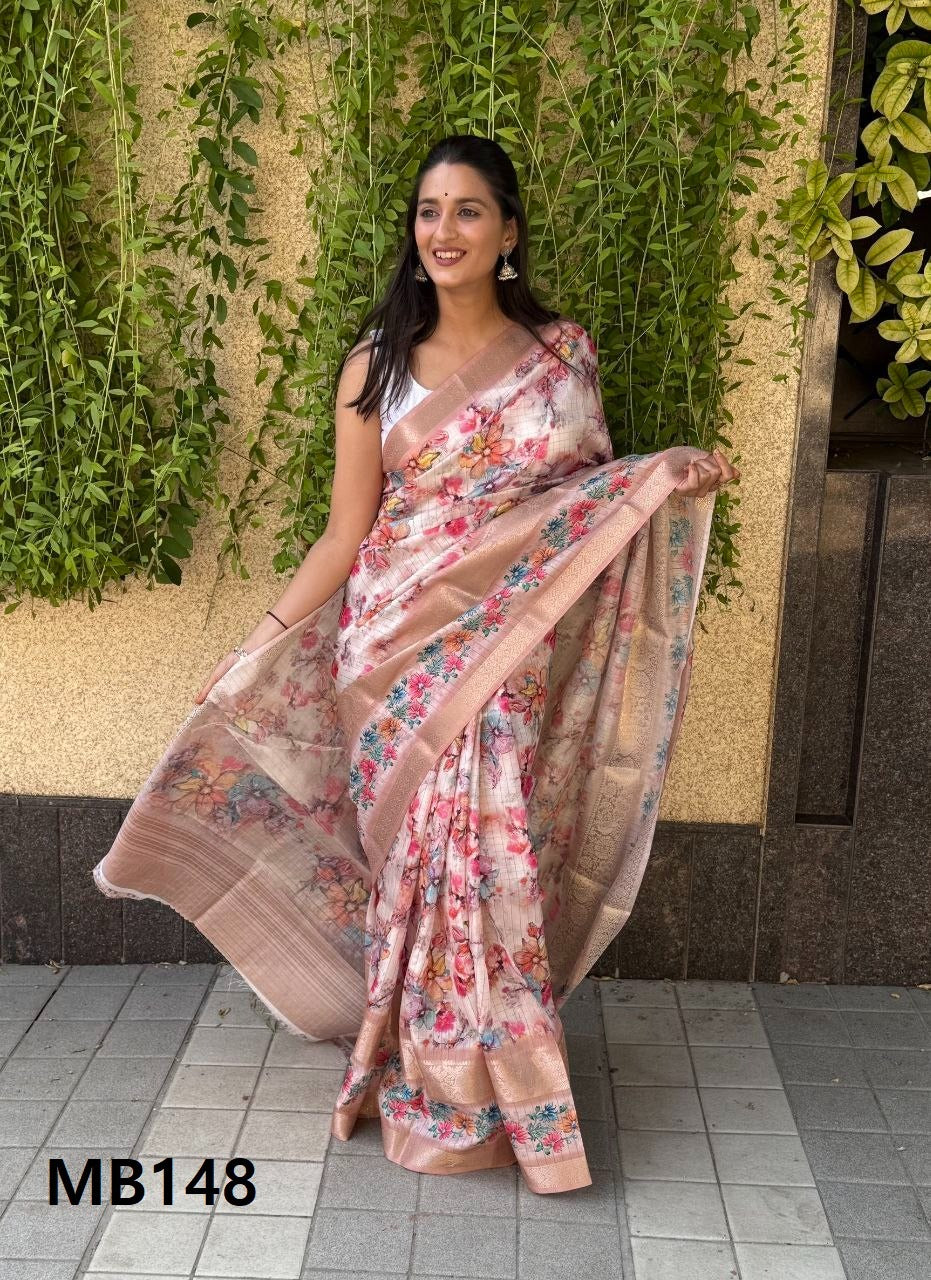 Flower Combination Mira Bela Silk Sarees Wholesaler