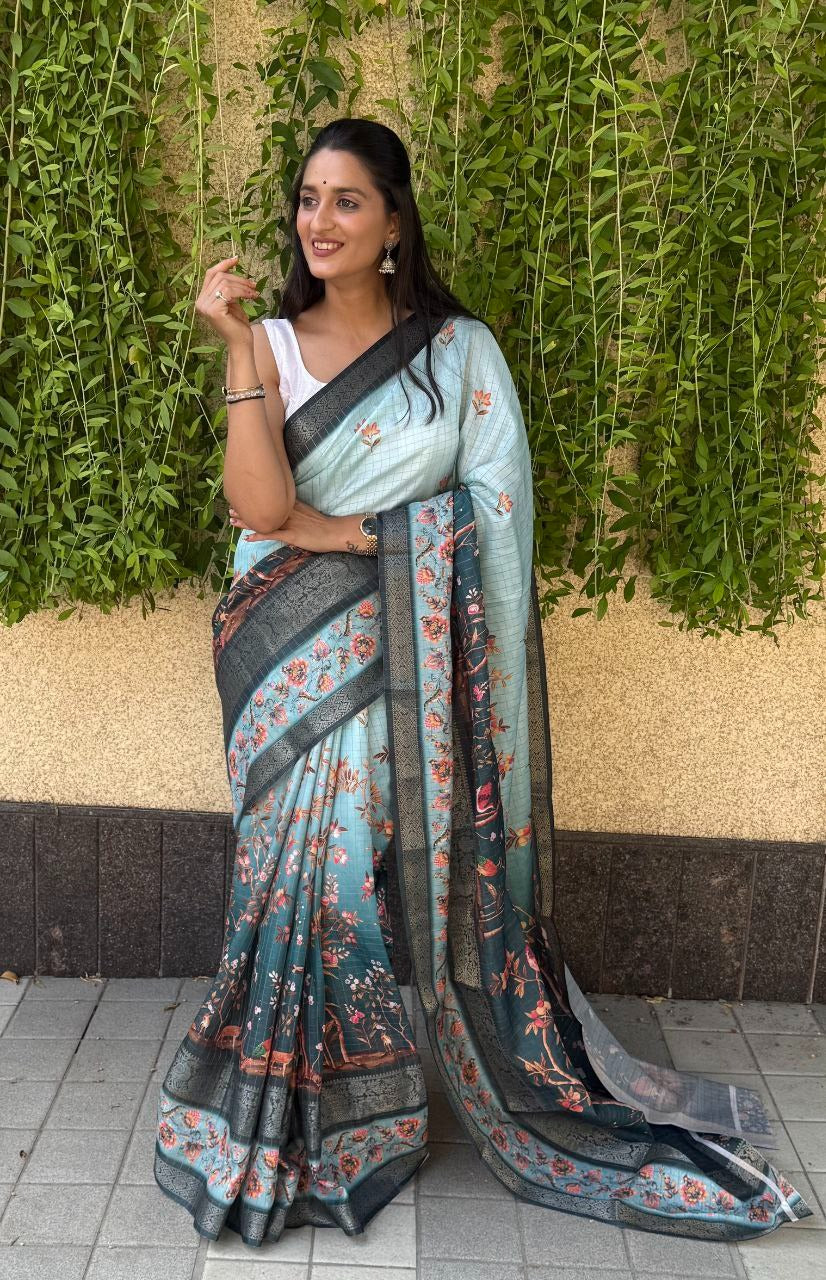 Flower Combination Mira Bela Silk Sarees Wholesaler