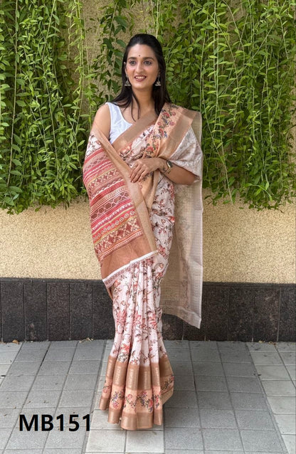 Flower Combination Mira Bela Silk Sarees Wholesaler