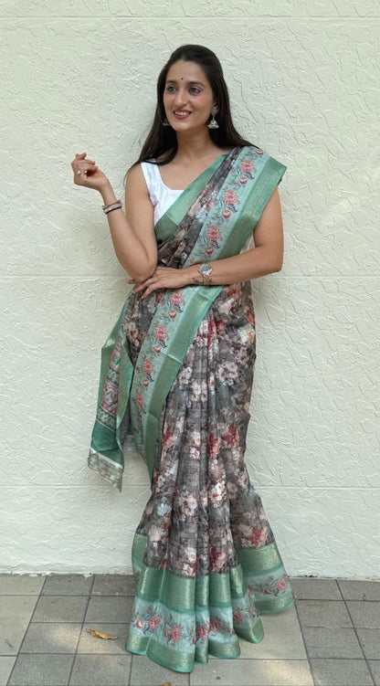 Flower Combination Mira Bela Silk Sarees Wholesaler