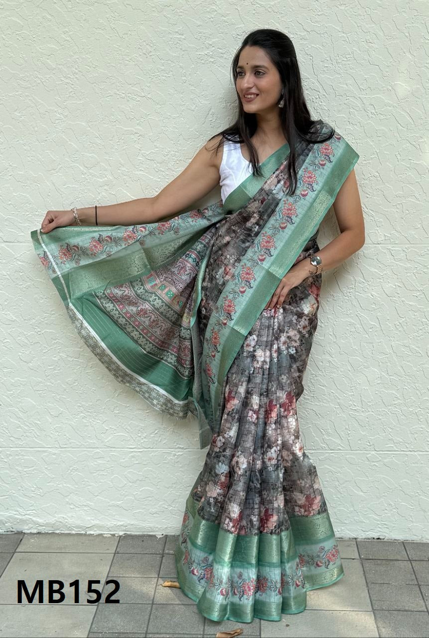 Flower Combination Mira Bela Silk Sarees Wholesaler