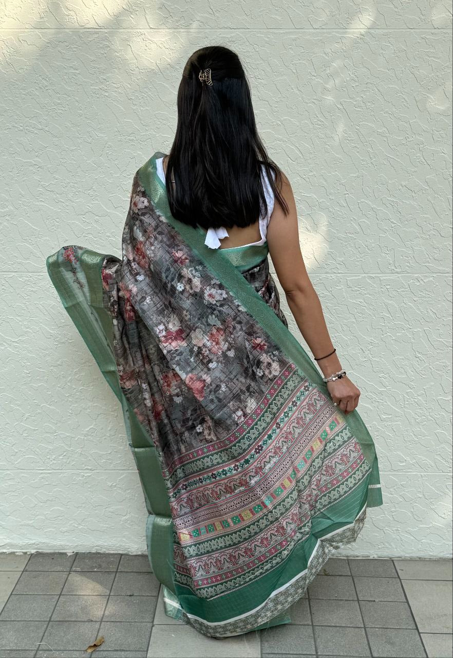 Flower Combination Mira Bela Silk Sarees Wholesaler