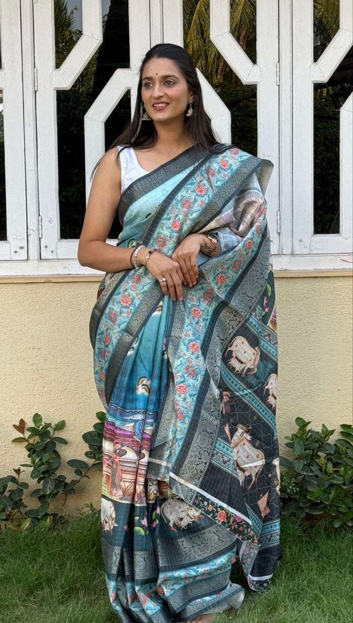 Flower Combination Mira Bela Silk Sarees Wholesaler