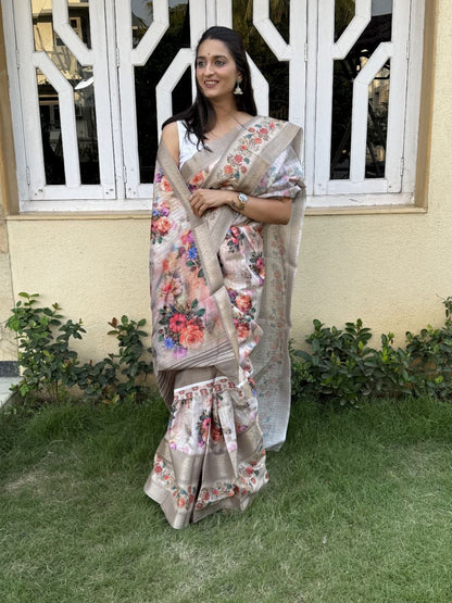 Flower Combination Mira Bela Silk Sarees Wholesaler
