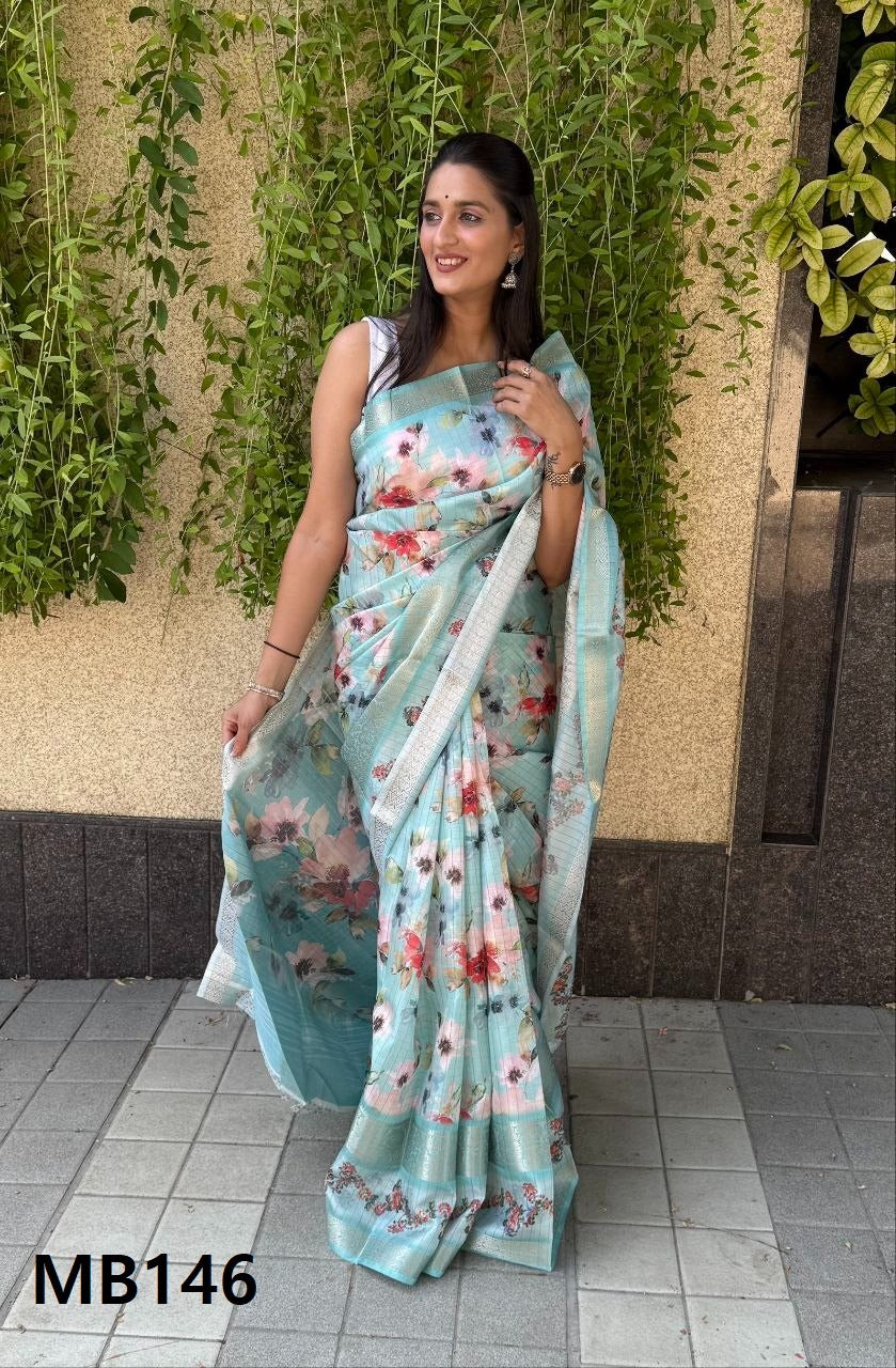 Flower Combination Mira Bela Silk Sarees Wholesaler