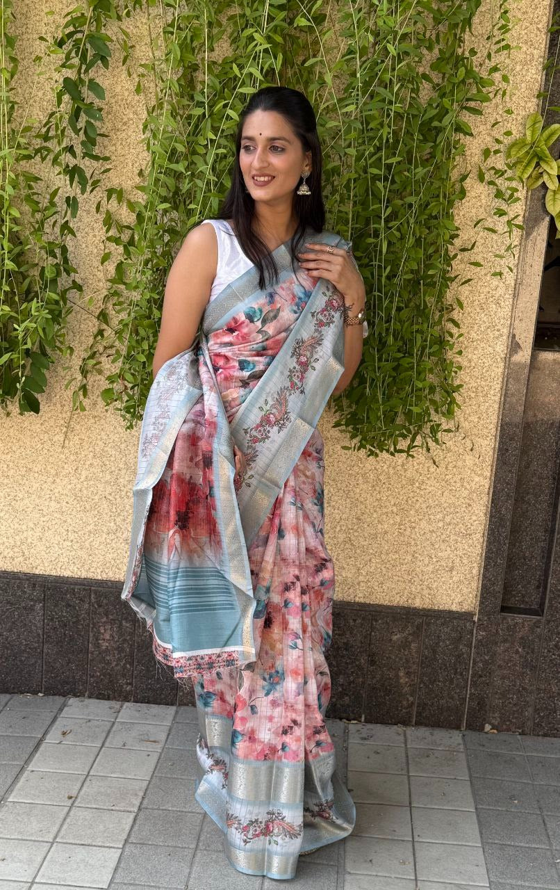 Flower Combination Mira Bela Silk Sarees Wholesaler