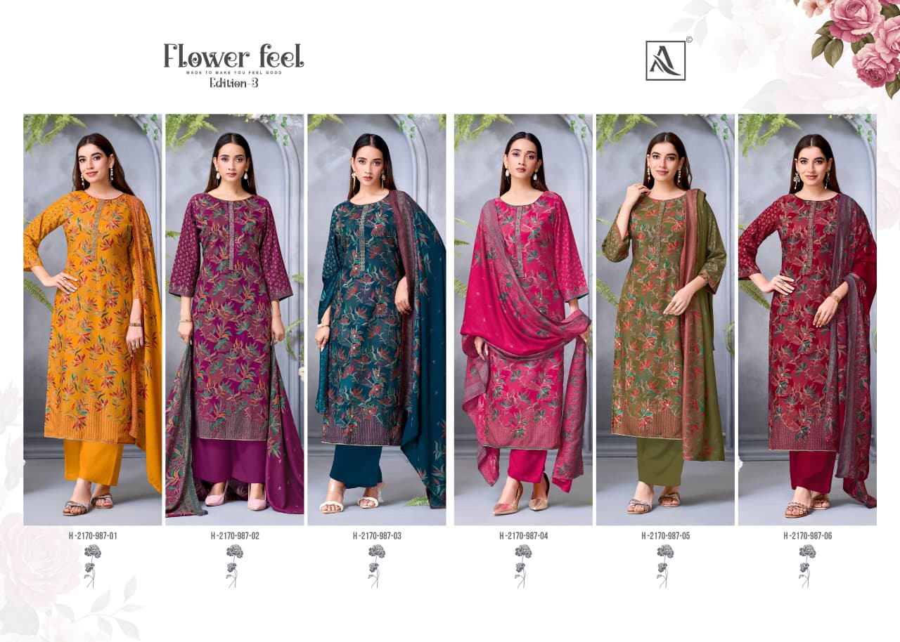 Flower Feel 3 Alok Premium Viscose Pashmina Suits Manufacturer Ahmedabad