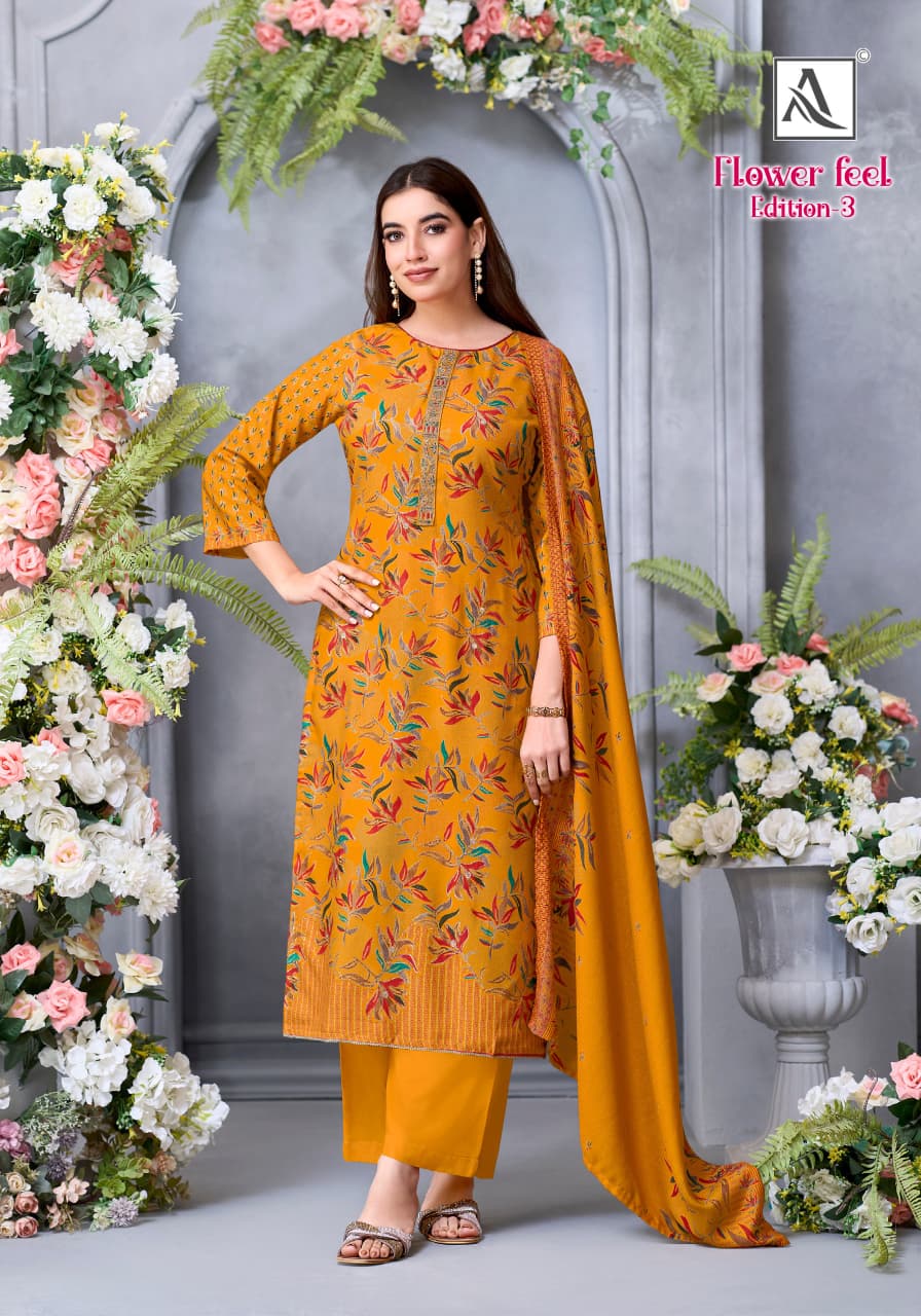 Flower Feel 3 Alok Premium Viscose Pashmina Suits Manufacturer Ahmedabad