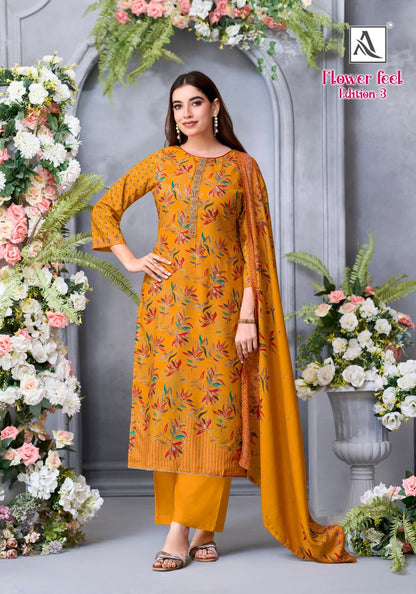 Flower Feel 3 Alok Premium Viscose Pashmina Suits Manufacturer Ahmedabad