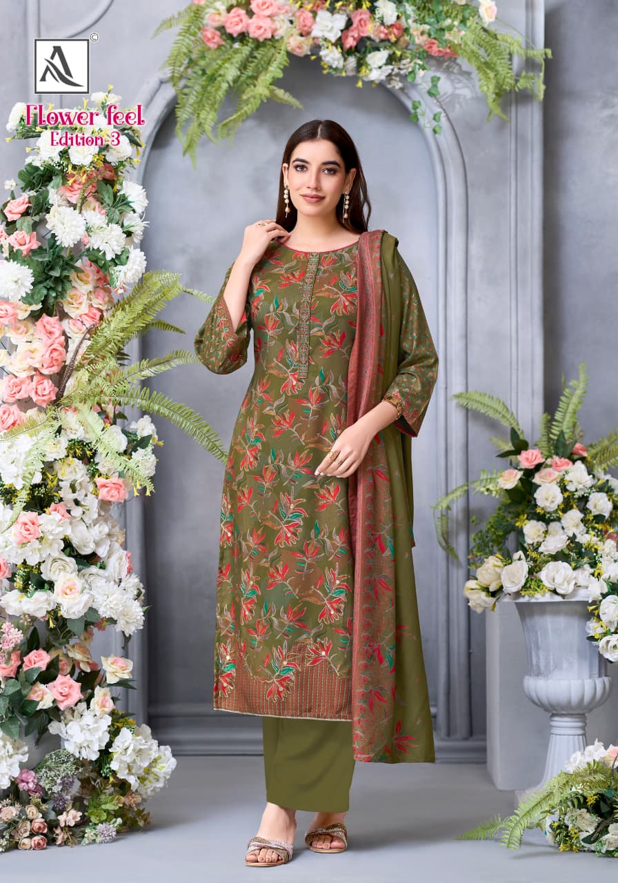 Flower Feel 3 Alok Premium Viscose Pashmina Suits Manufacturer Ahmedabad