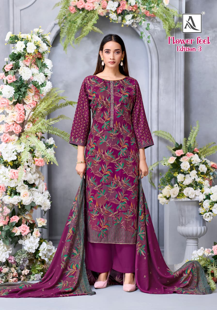 Flower Feel 3 Alok Premium Viscose Pashmina Suits Manufacturer Ahmedabad
