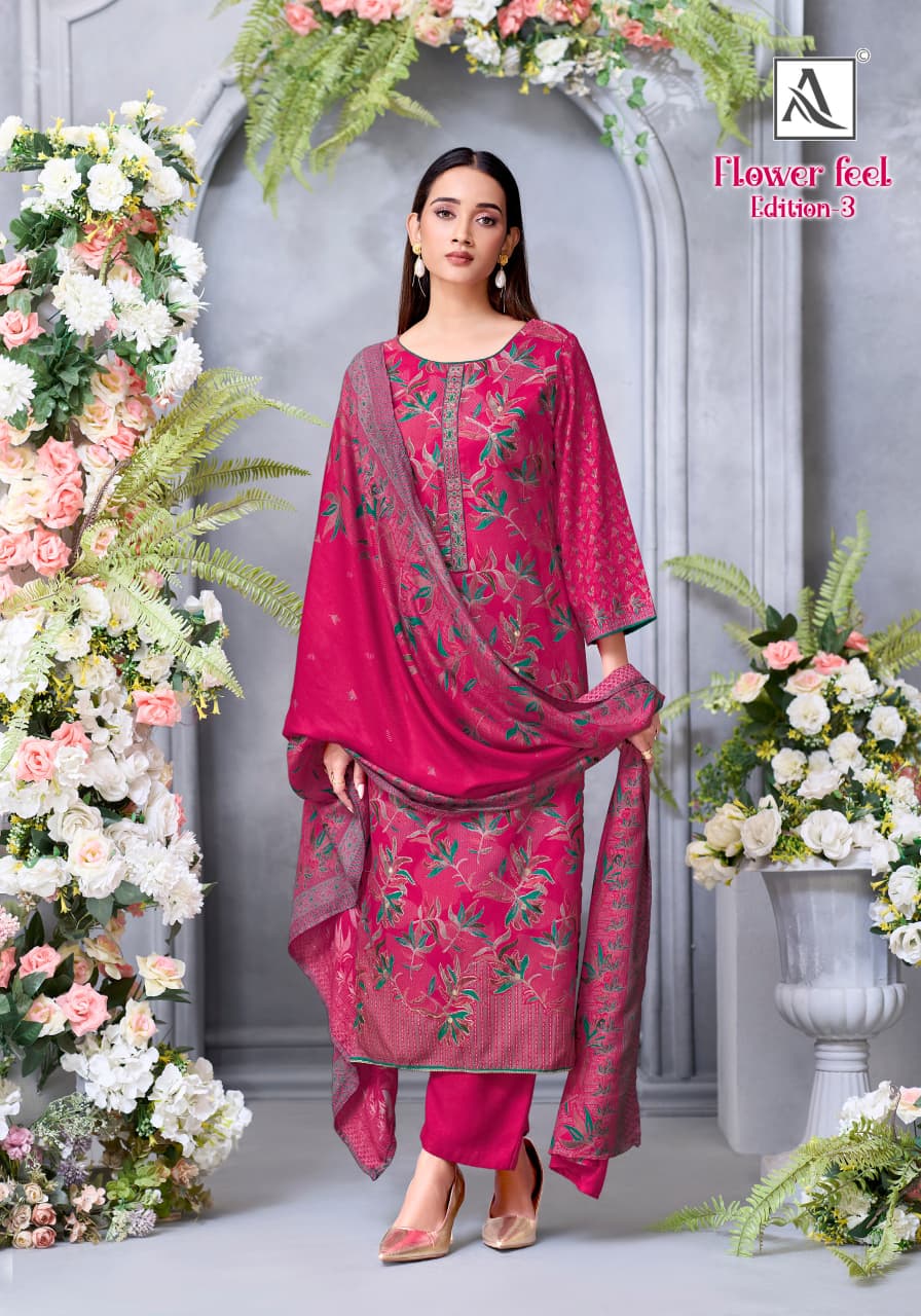 Flower Feel 3 Alok Premium Viscose Pashmina Suits Manufacturer Ahmedabad