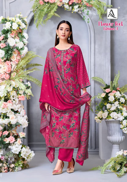 Flower Feel 3 Alok Premium Viscose Pashmina Suits Manufacturer Ahmedabad