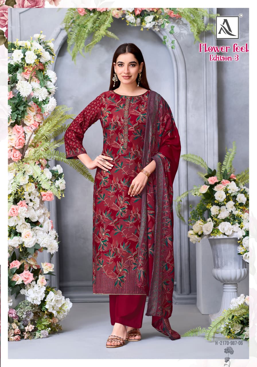Flower Feel 3 Alok Premium Viscose Pashmina Suits Manufacturer Ahmedabad