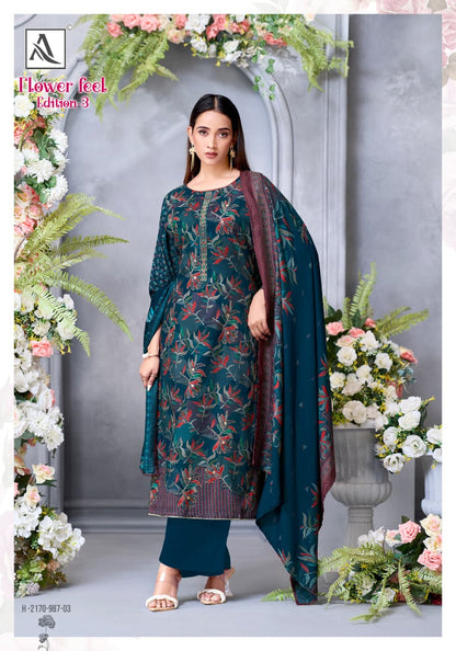 Flower Feel 3 Alok Premium Viscose Pashmina Suits Manufacturer Ahmedabad