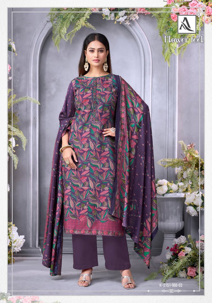 Flower Feel Alok Viscose Pashmina Suits Supplier India