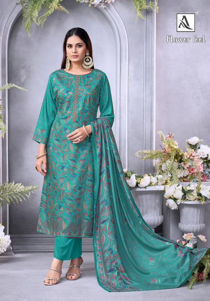 Flower Feel Alok Viscose Pashmina Suits Supplier India