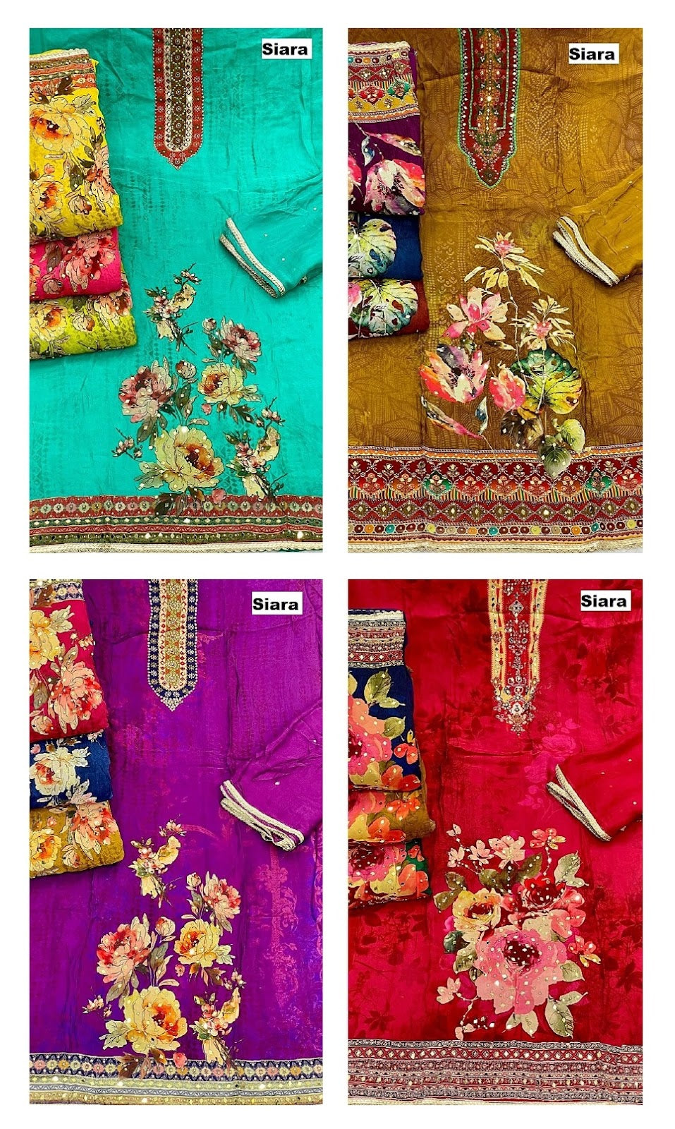 flower print 03 siara organza salwar suits wholesaler ahmedabad
