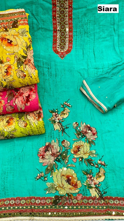 flower print 03 siara organza salwar suits wholesaler ahmedabad
