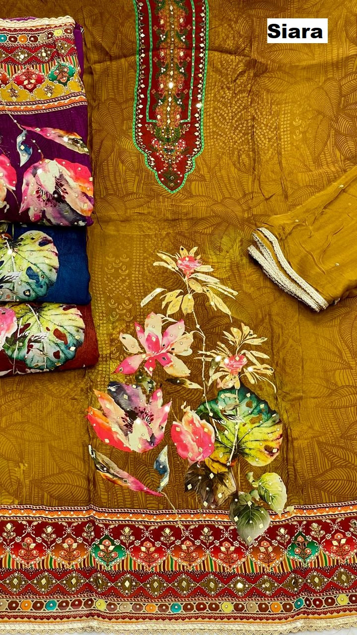 flower print 03 siara organza salwar suits wholesaler ahmedabad