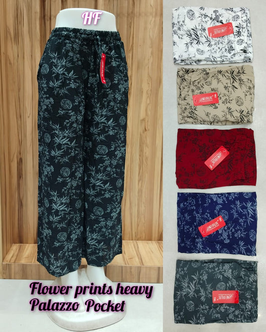 Flower Print Hanso Branded Palazzo Supplier Gujarat